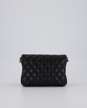 Chanel Side Packs Two Pieces Bag in Black Quilted Lambskin Leather with Champagne Gold Hardware