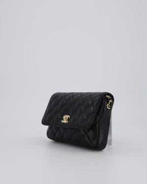 Chanel Side Packs Two Pieces Bag in Black Quilted Lambskin Leather with Champagne Gold Hardware