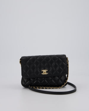 Chanel Side Packs Two Pieces Bag in Black Quilted Lambskin Leather with Champagne Gold Hardware