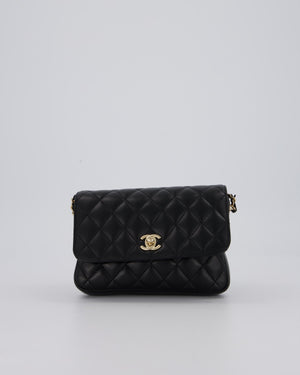Chanel Side Packs Two Pieces Bag in Black Quilted Lambskin Leather with Champagne Gold Hardware