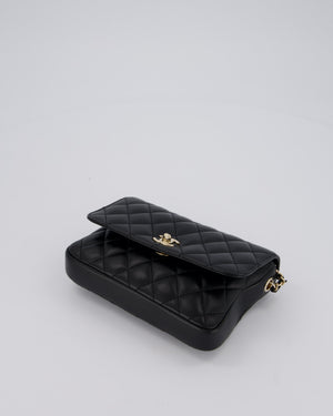 Chanel Side Packs Two Pieces Bag in Black Quilted Lambskin Leather with Champagne Gold Hardware