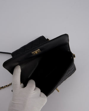 Chanel Side Packs Two Pieces Bag in Black Quilted Lambskin Leather with Champagne Gold Hardware