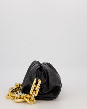 Bottega Veneta Chain Pouch Bag in Black Soft Nappa Leather with Gold Hardware