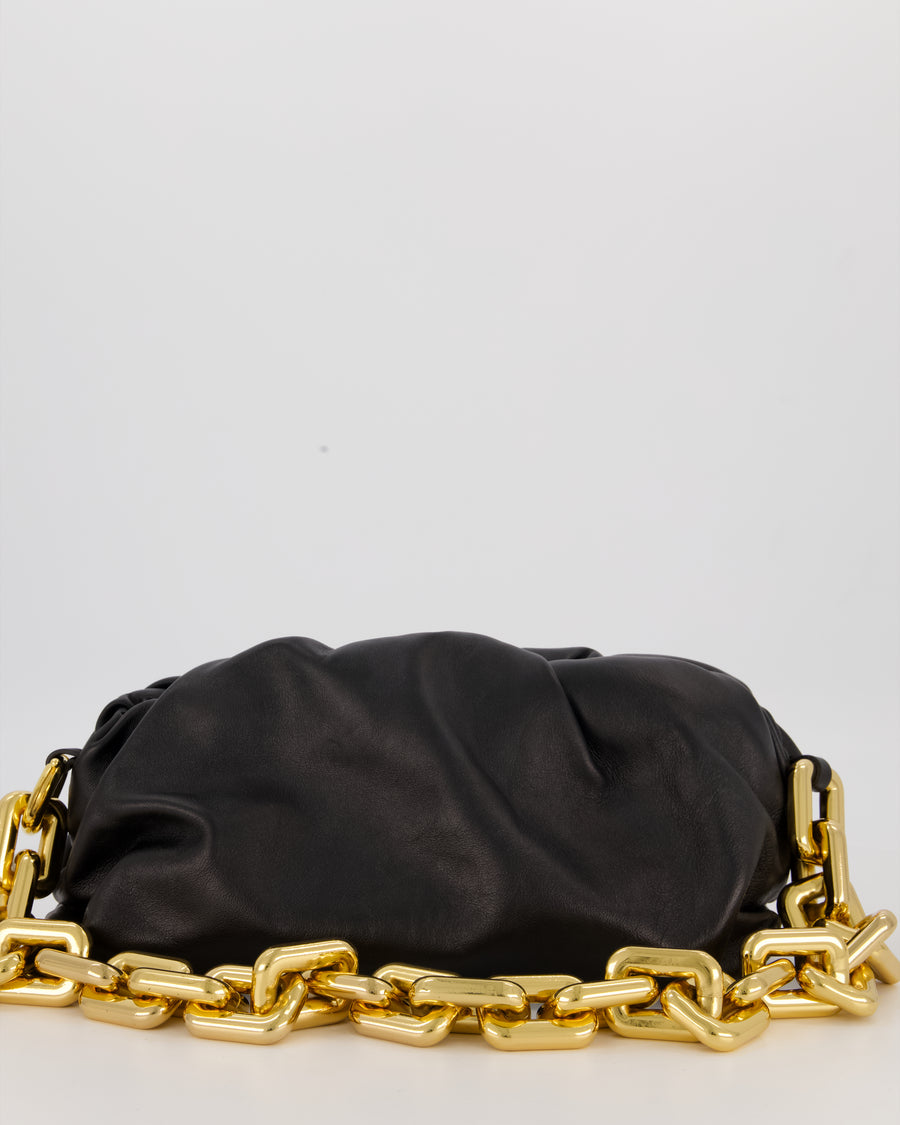 Bottega Veneta Chain Pouch Bag in Black Soft Nappa Leather with Gold Hardware