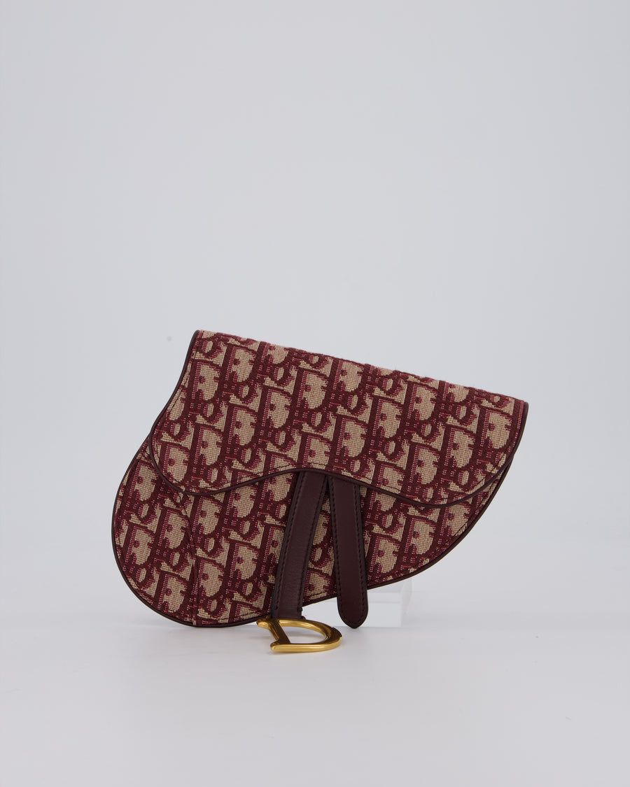 Christian Dior Saddle Belt Pouch in Burgundy Oblique Jacquard Canvas