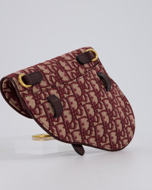 Christian Dior Saddle Belt Pouch in Burgundy Oblique Jacquard Canvas