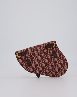 Christian Dior Saddle Belt Pouch in Burgundy Oblique Jacquard Canvas