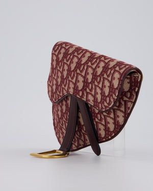 Christian Dior Saddle Belt Pouch in Burgundy Oblique Jacquard Canvas
