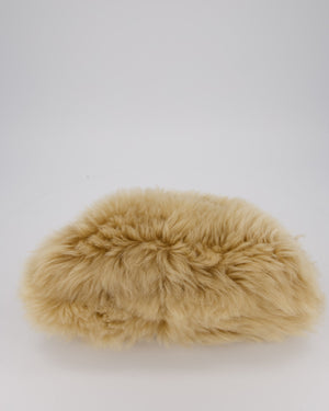 Bottega Veneta Chain Pouch Bag in Beige Sheepskin Shearling with Gold Hardware