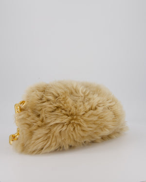Bottega Veneta Chain Pouch Bag in Beige Sheepskin Shearling with Gold Hardware
