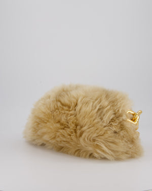 Bottega Veneta Chain Pouch Bag in Beige Sheepskin Shearling with Gold Hardware