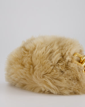 Bottega Veneta Chain Pouch Bag in Beige Sheepskin Shearling with Gold Hardware