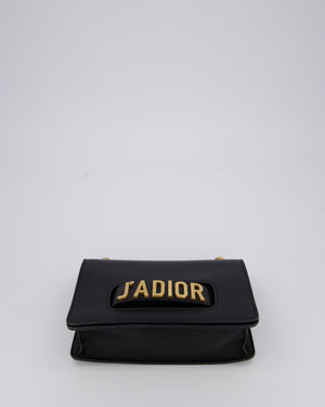 Christian Dior Black J'Adior Medium Flap Bag in Soft Calfskin Leather with Gold Hardware