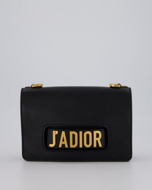 Christian Dior Black J'Adior Medium Flap Bag in Soft Calfskin Leather with Gold Hardware