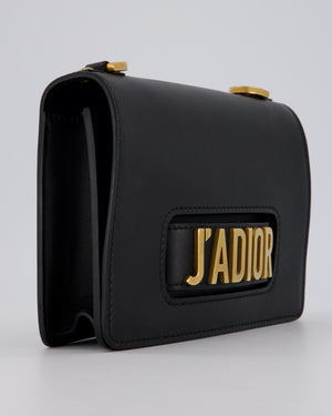 Christian Dior Black J'Adior Medium Flap Bag in Soft Calfskin Leather with Gold Hardware