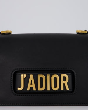 Christian Dior Black J'Adior Medium Flap Bag in Soft Calfskin Leather with Gold Hardware