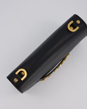 Christian Dior Black J'Adior Medium Flap Bag in Soft Calfskin Leather with Gold Hardware