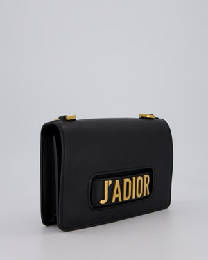Christian Dior Black J'Adior Medium Flap Bag in Soft Calfskin Leather with Gold Hardware
