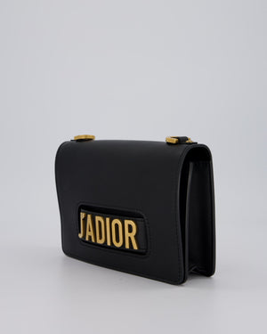 Christian Dior Black J'Adior Medium Flap Bag in Soft Calfskin Leather with Gold Hardware