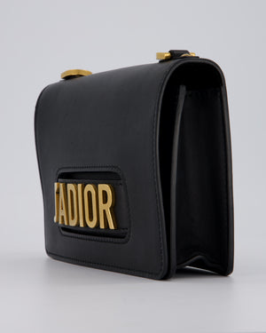 Christian Dior Black J'Adior Medium Flap Bag in Soft Calfskin Leather with Gold Hardware