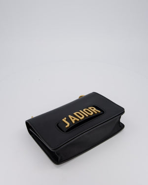 Christian Dior Black J'Adior Medium Flap Bag in Soft Calfskin Leather with Gold Hardware