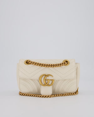 EVENT SEPT Gucci Small GG Marmont Shoulder Bag in Cream Leather with Gold Hardware