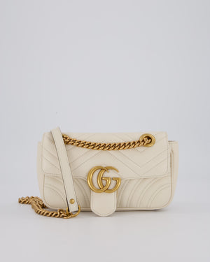 EVENT SEPT Gucci Small GG Marmont Shoulder Bag in Cream Leather with Gold Hardware