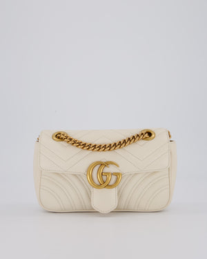 EVENT SEPT Gucci Small GG Marmont Shoulder Bag in Cream Leather with Gold Hardware