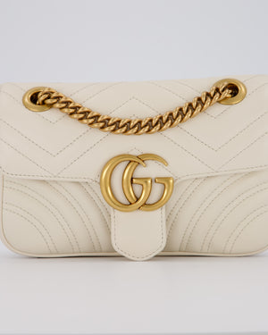 EVENT SEPT Gucci Small GG Marmont Shoulder Bag in Cream Leather with Gold Hardware