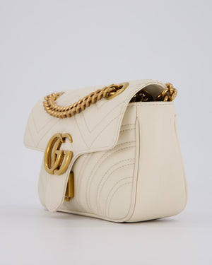 EVENT SEPT Gucci Small GG Marmont Shoulder Bag in Cream Leather with Gold Hardware