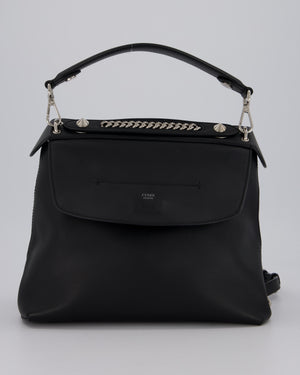 Fendi Back To School Covertible Backpack in Black Calfskin with Silver Hardware