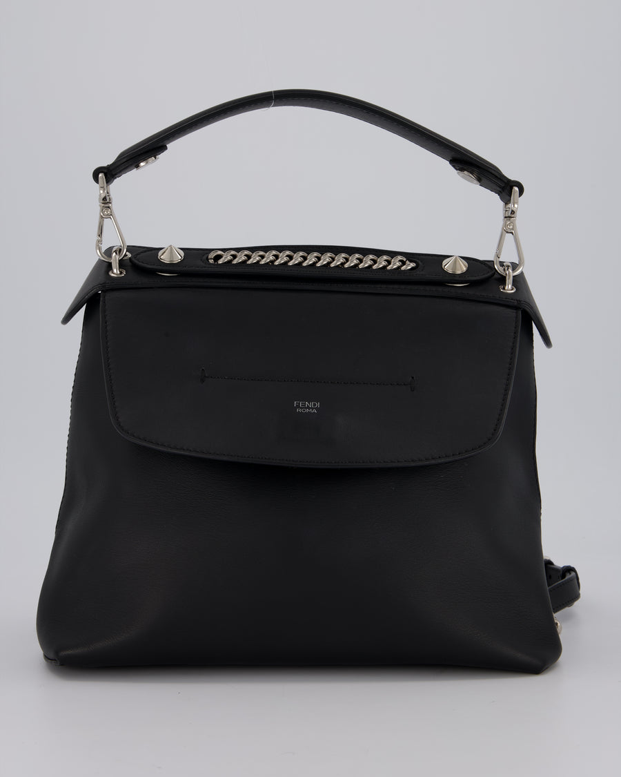 Fendi Back To School Covertible Backpack in Black Calfskin with Silver Hardware