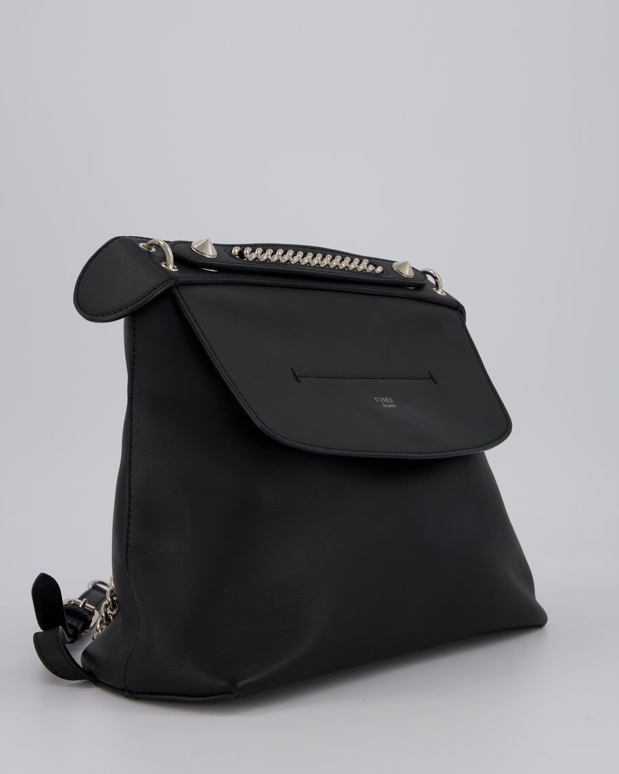 Fendi Back To School Covertible Backpack in Black Calfskin with Silver Hardware