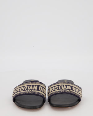 Christian Dior D-Way Embroidered Slides in Deep Blue Size EU 39