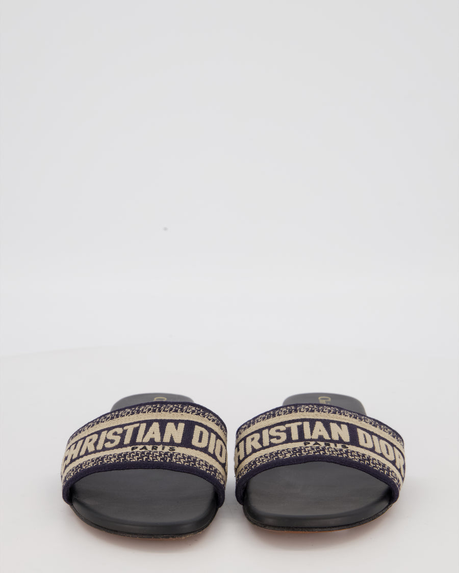 Christian Dior D-Way Embroidered Slides in Deep Blue Size EU 39