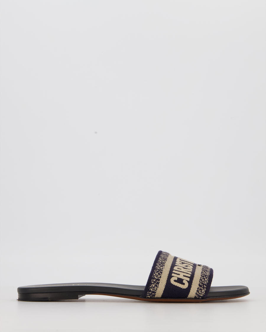 Christian Dior D-Way Embroidered Slides in Deep Blue Size EU 39