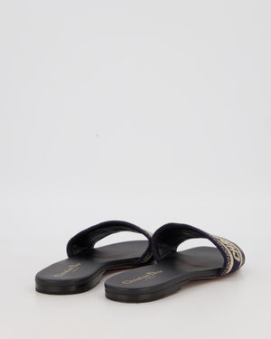 Christian Dior D-Way Embroidered Slides in Deep Blue Size EU 39