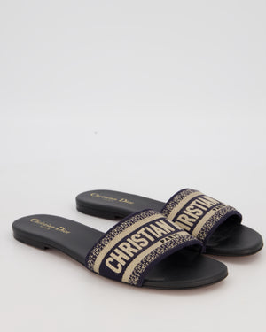 Christian Dior D-Way Embroidered Slides in Deep Blue Size EU 39