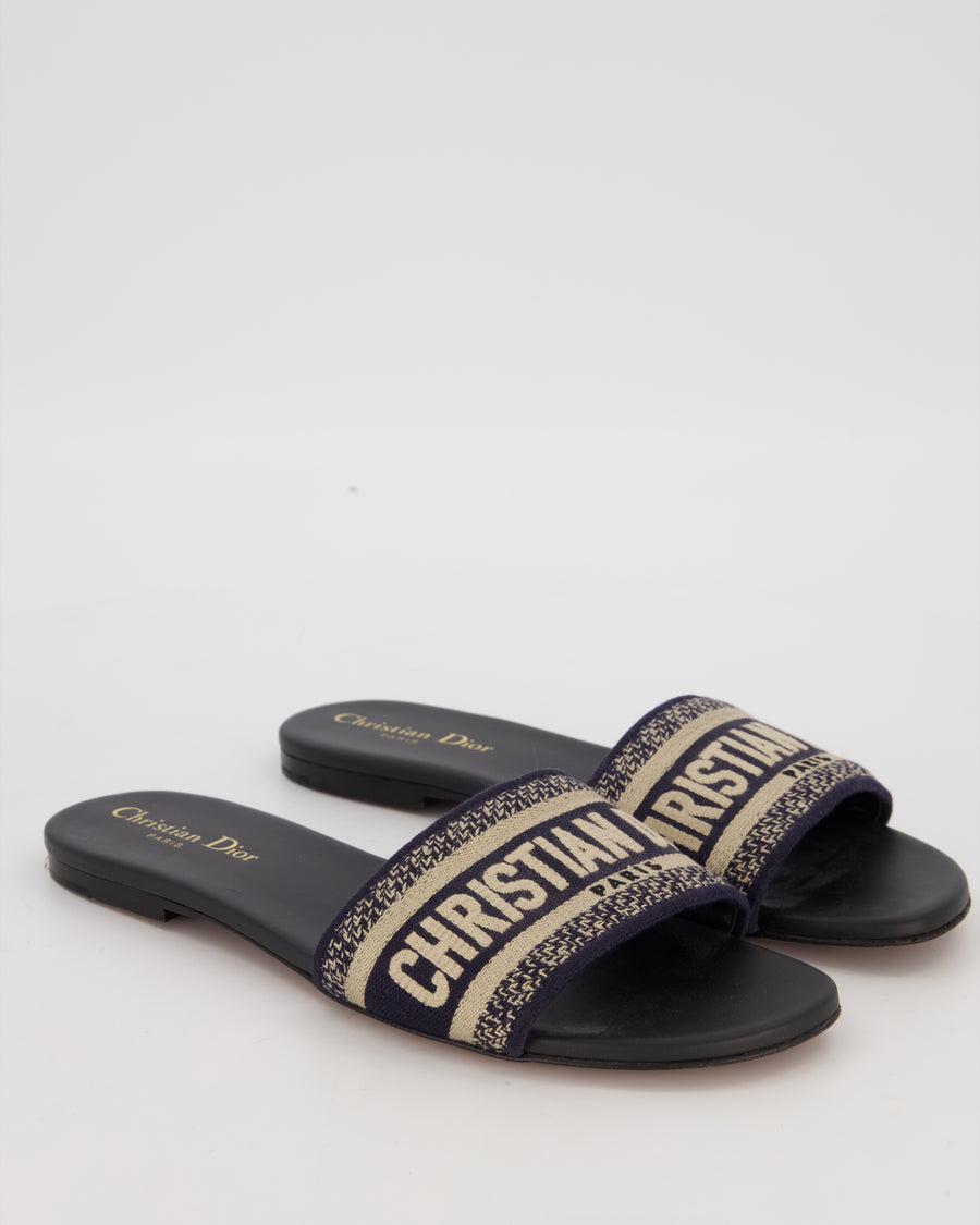 Christian Dior D-Way Embroidered Slides in Deep Blue Size EU 39