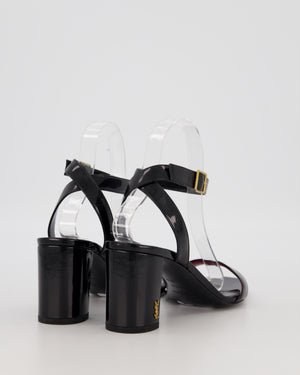 Saint Laurent Loulou Patent Leather Sandal Heels in Black Size EU 38.5