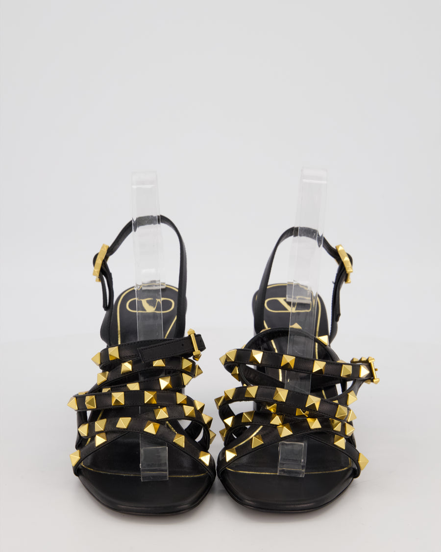 Valentino Garavani Rockstud Block Strappy Heels in Black Size EU 39
