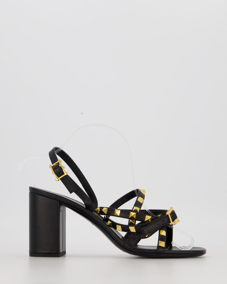 Valentino Garavani Rockstud Block Strappy Heels in Black Size EU 39