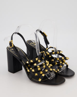 Valentino Garavani Rockstud Block Strappy Heels in Black Size EU 39