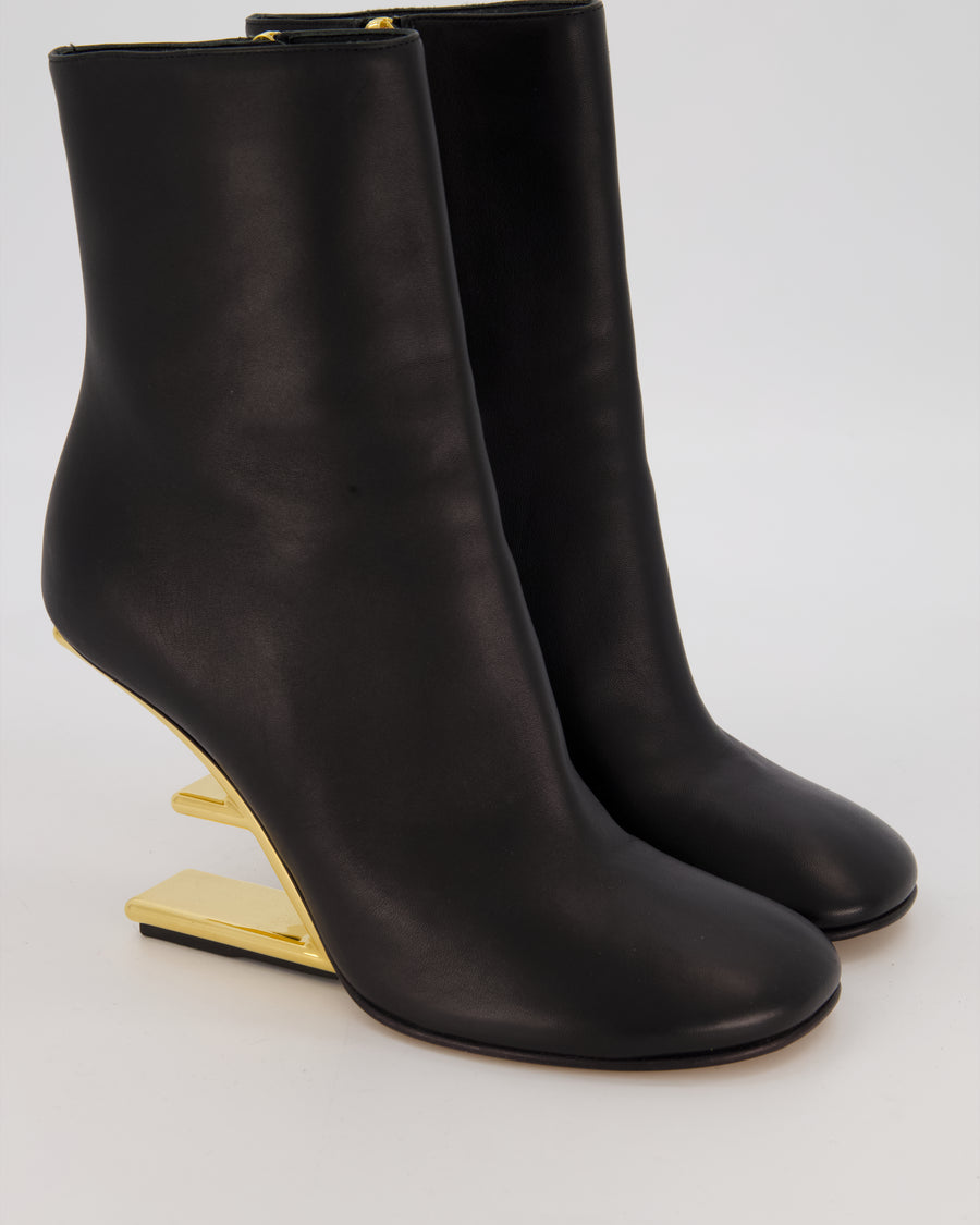Fendi First Leather Ankle Boots in Black Size EU 39
