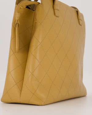 Chanel Beige Wild Stitch Quilted Tote Bag in Caviar Leather with Gold Hardware