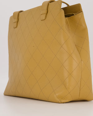 Chanel Beige Wild Stitch Quilted Tote Bag in Caviar Leather with Gold Hardware