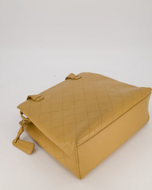 Chanel Beige Wild Stitch Quilted Tote Bag in Caviar Leather with Gold Hardware