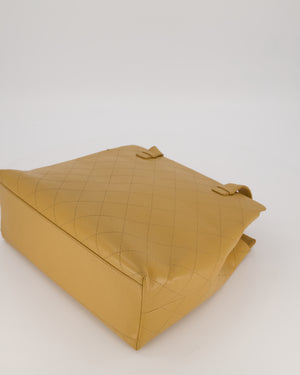 Chanel Beige Wild Stitch Quilted Tote Bag in Caviar Leather with Gold Hardware