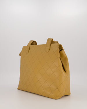 Chanel Beige Wild Stitch Quilted Tote Bag in Caviar Leather with Gold Hardware