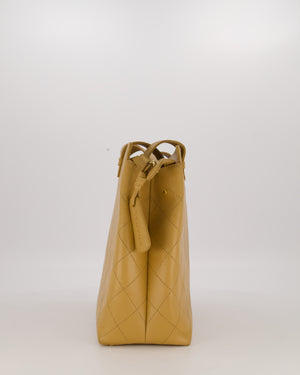 Chanel Beige Wild Stitch Quilted Tote Bag in Caviar Leather with Gold Hardware